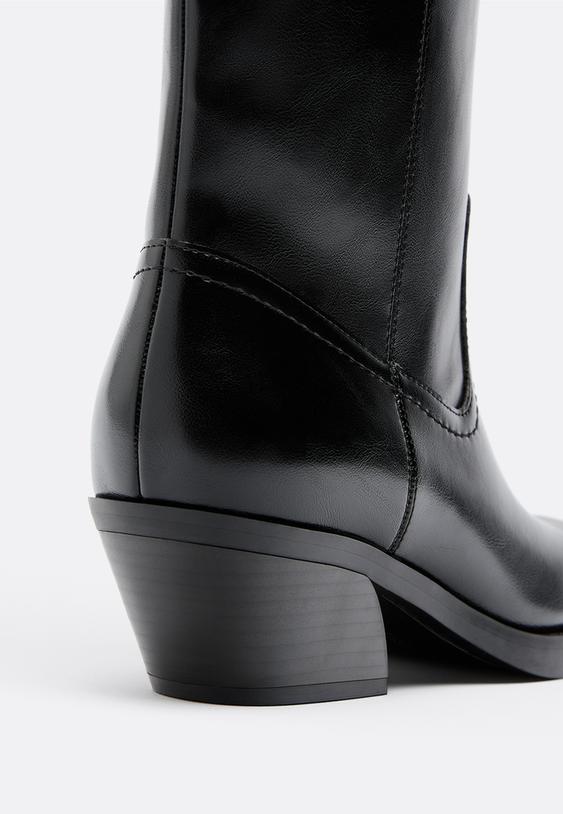 botas cow cana lisa negras