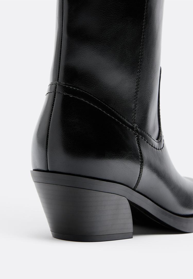 botas cow cana lisa negras