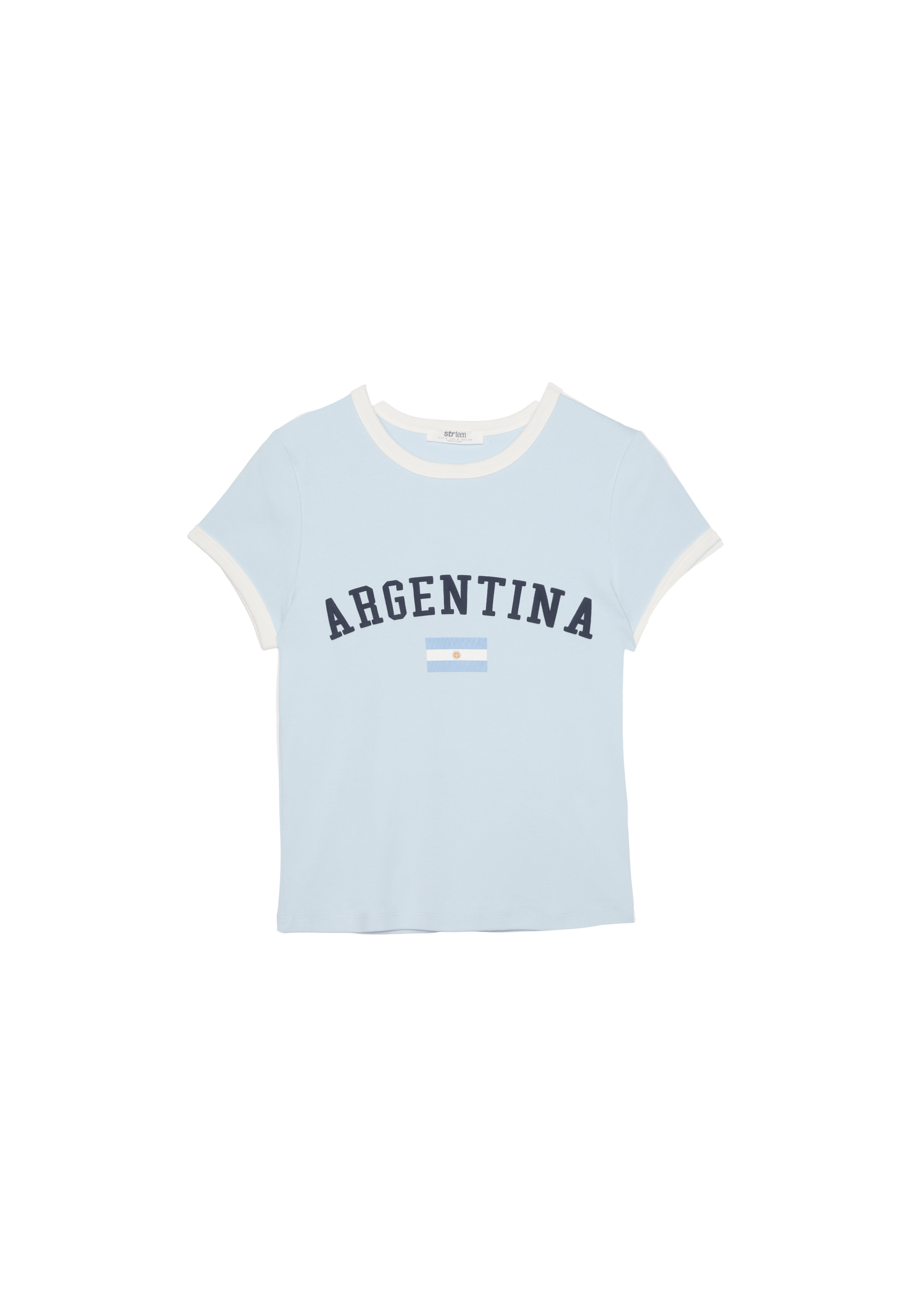 Printed short sleeve T-shirt — Sky blue