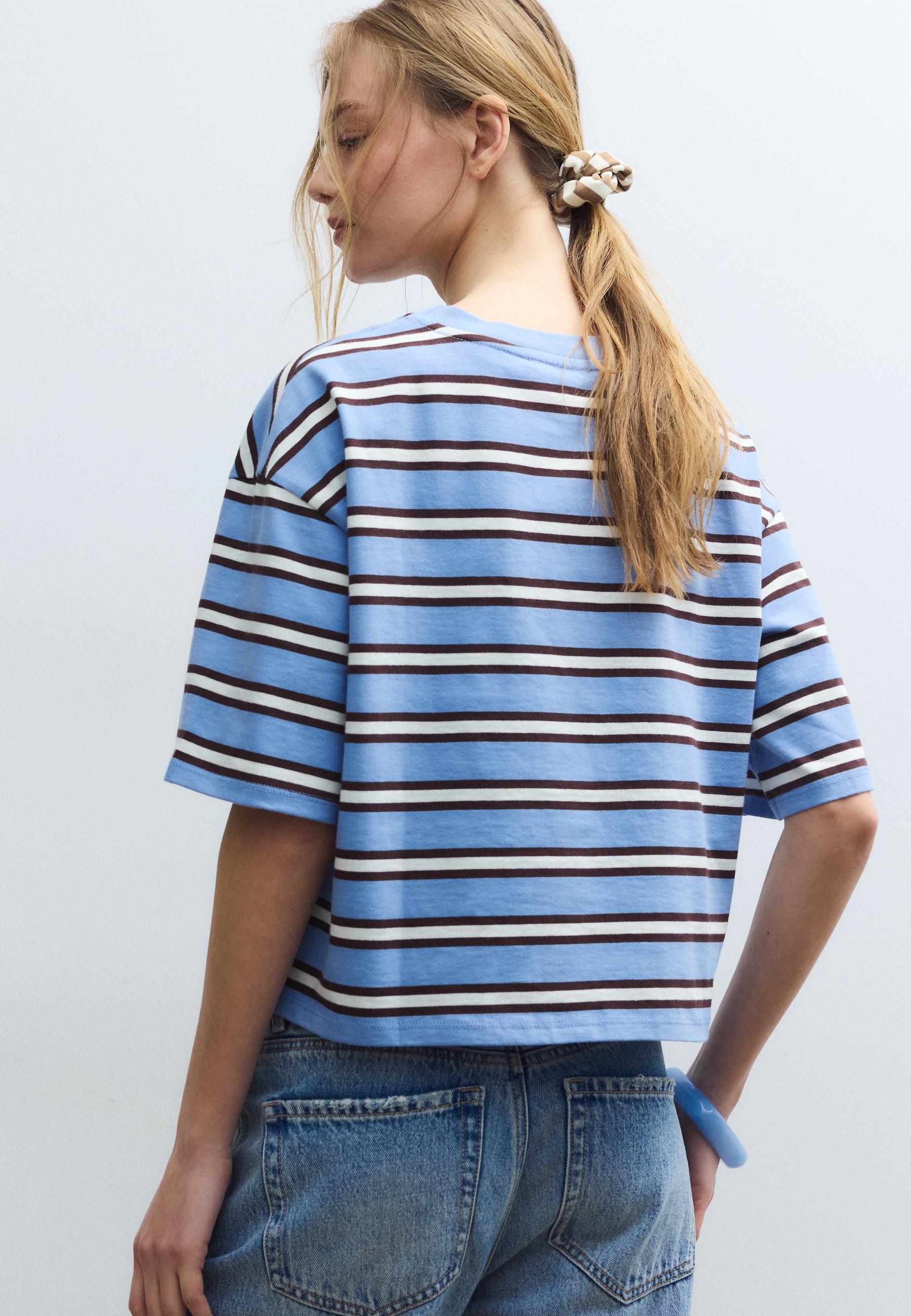 Striped short sleeve T-shirt — Royal blue