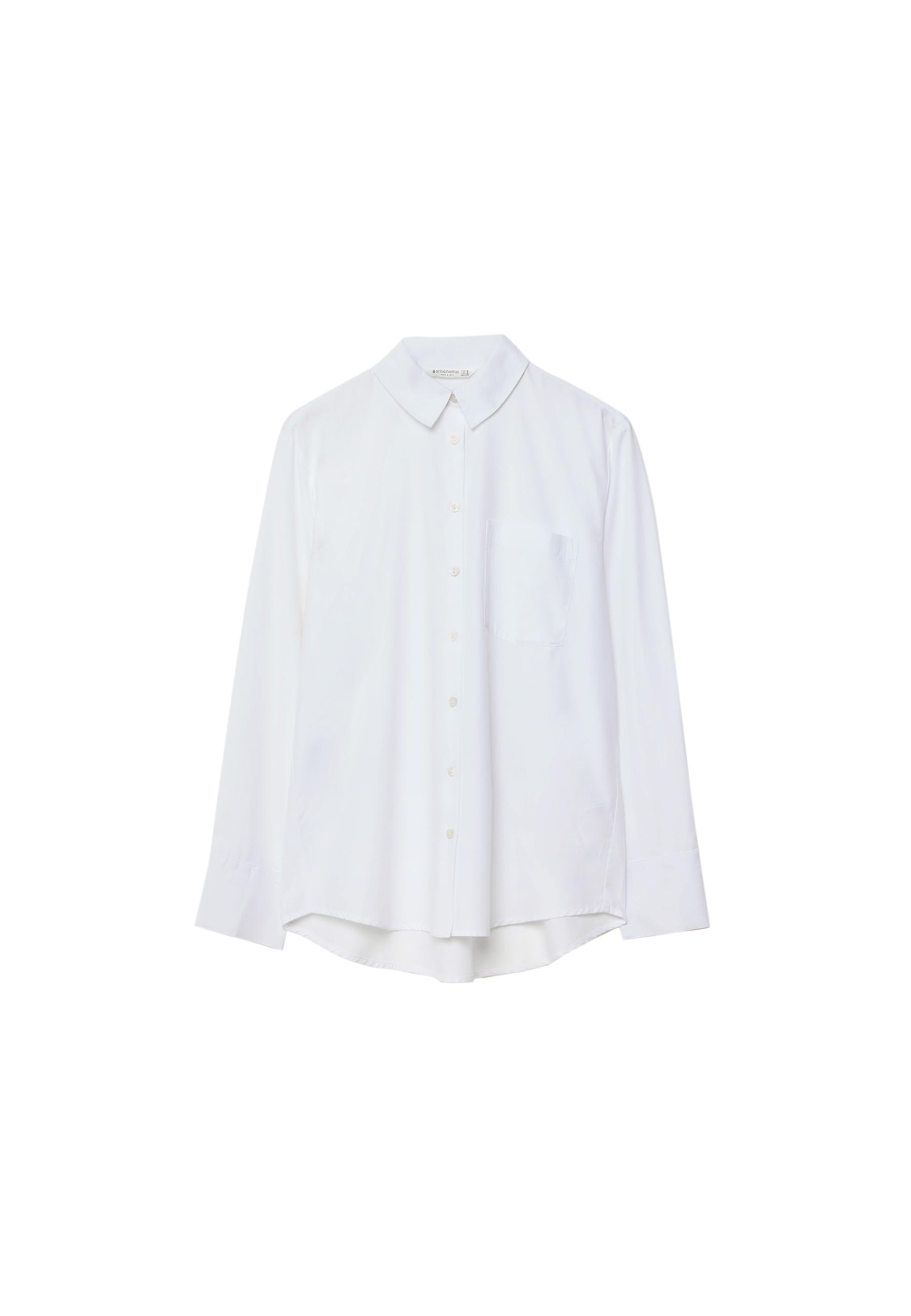 Basic poplin shirt with pocket — White