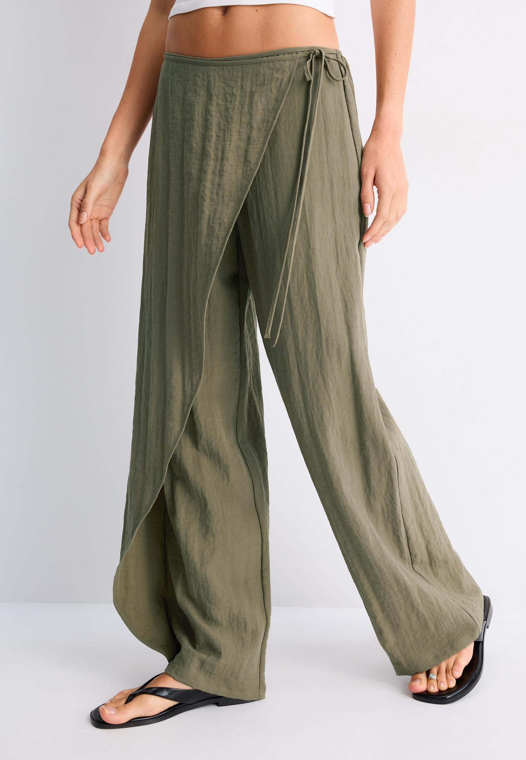Flowing wrap trousers — Khaki