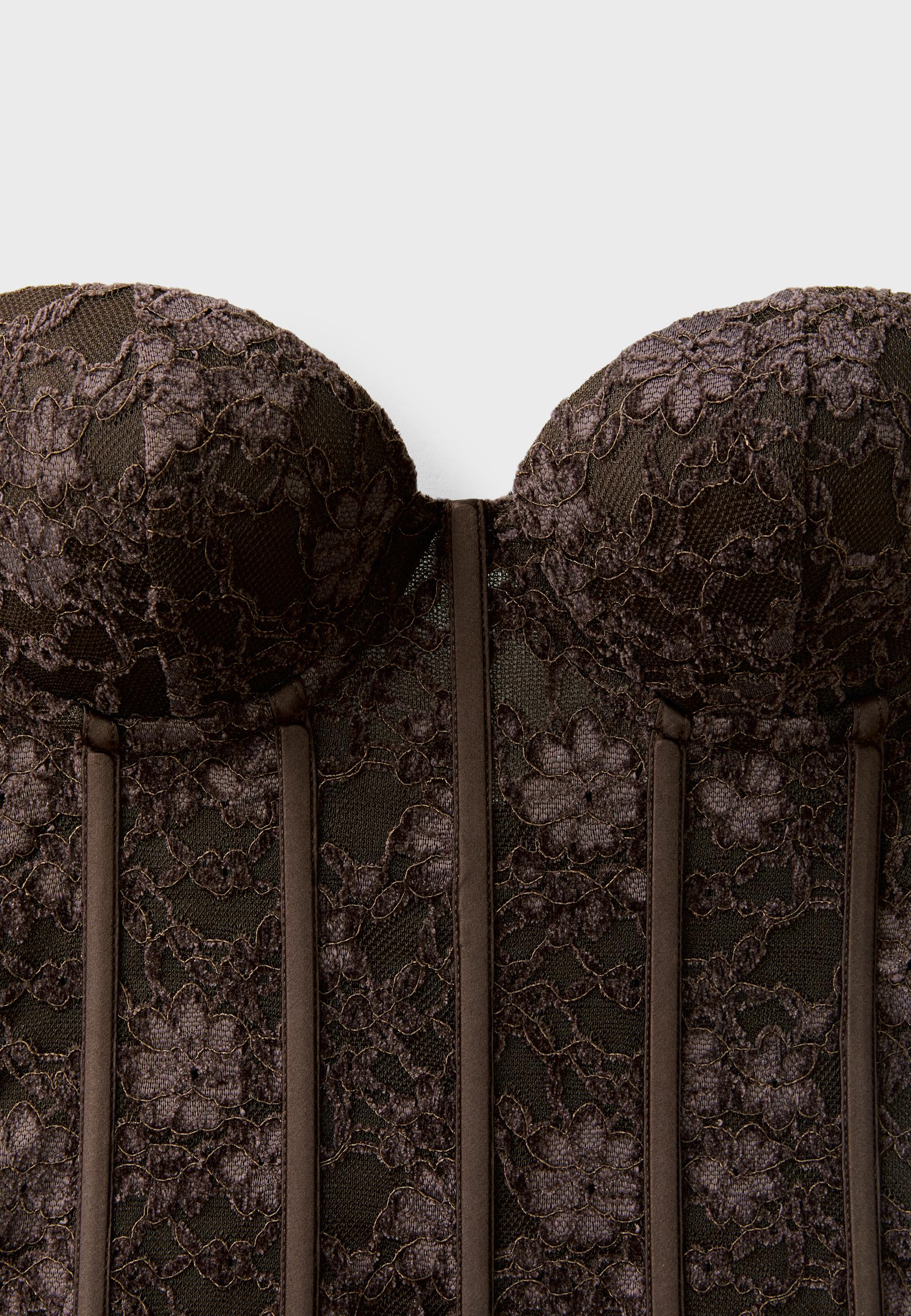Fitted lace corset — Brown