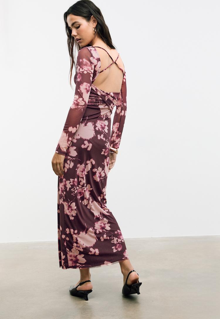 vestido midi tul espalda descubierta