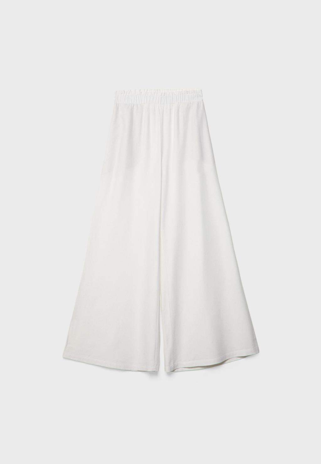 Pantalón palazzo fluido con lino