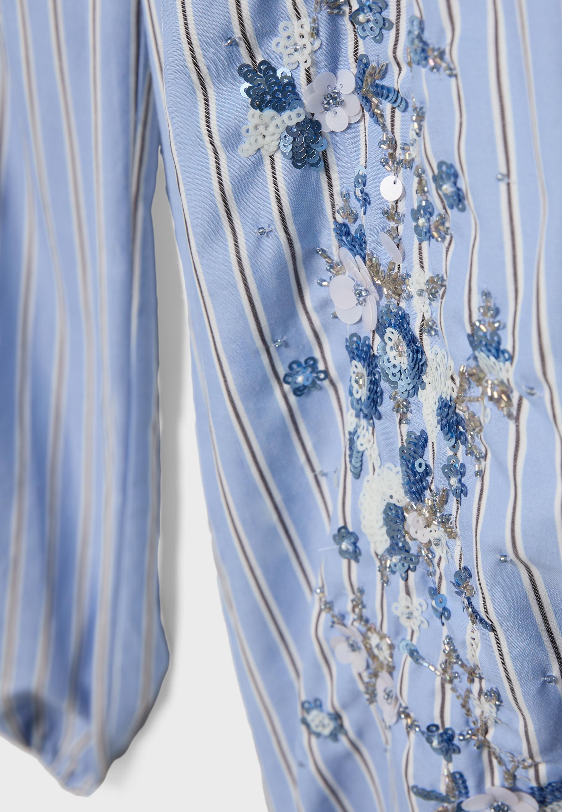 Embroidered balloon trousers — Sky blue