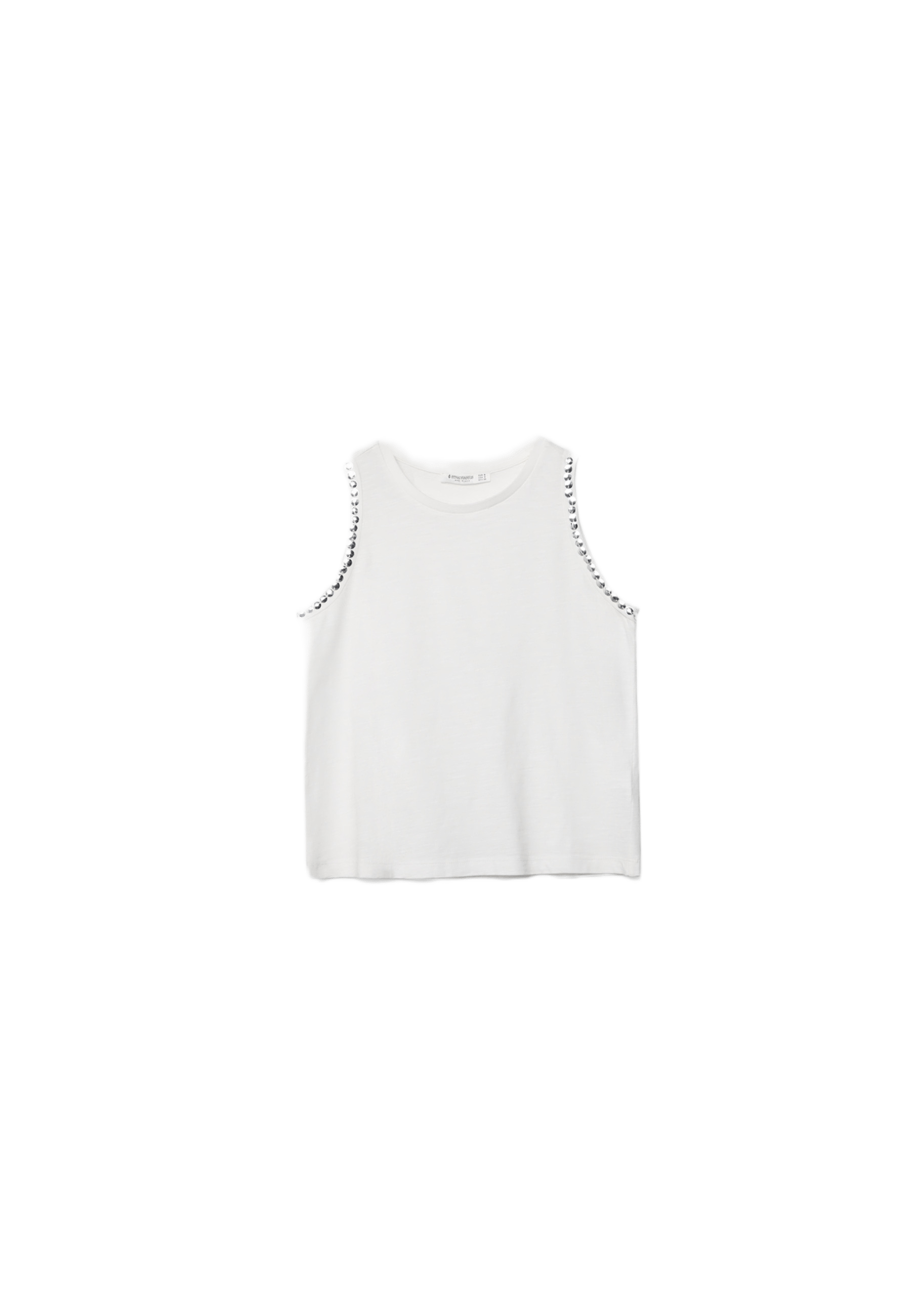 Sleeveless T-shirt with stud embroidery — Ecru