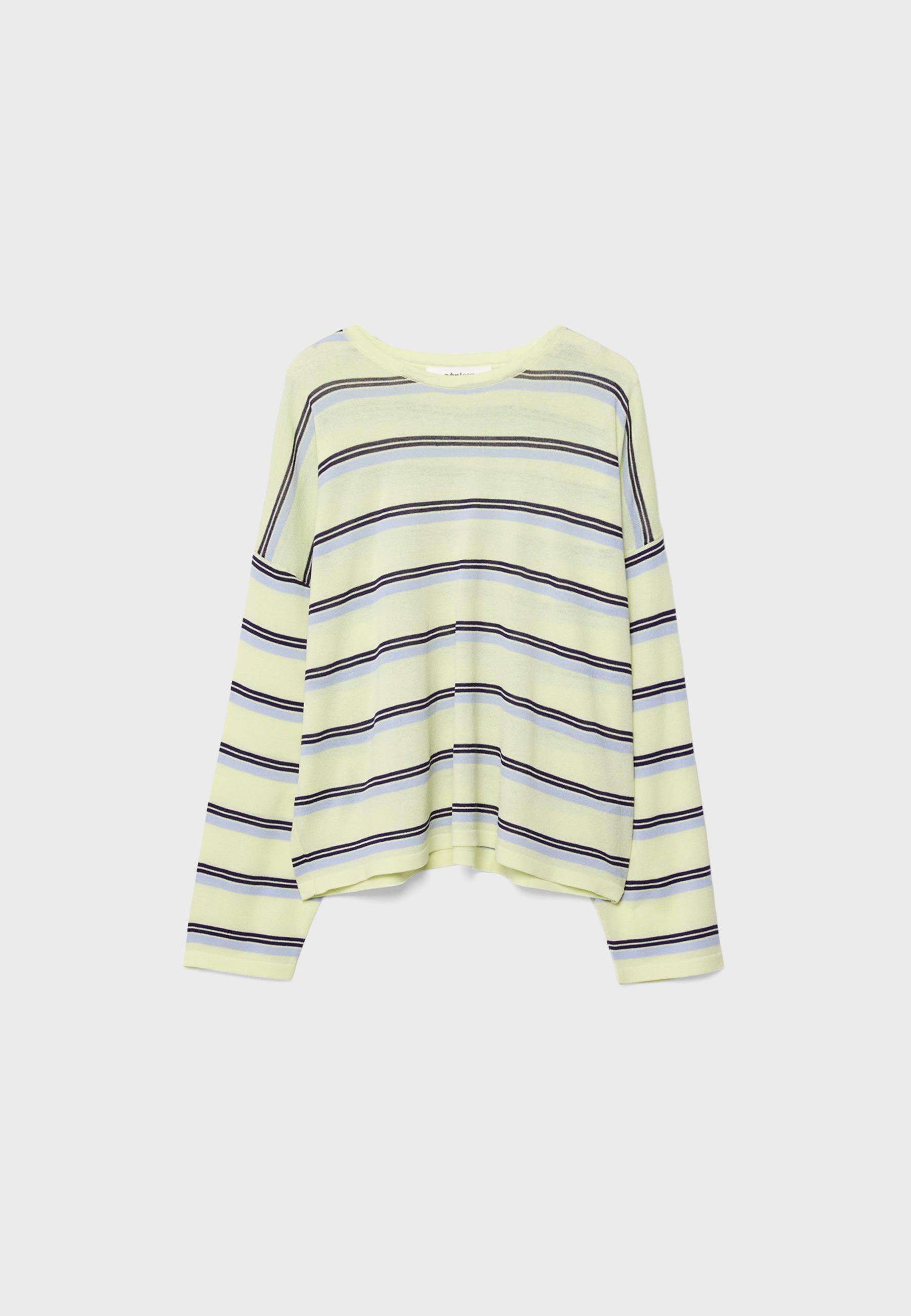 Fine knit striped jumper — Pastel yellow