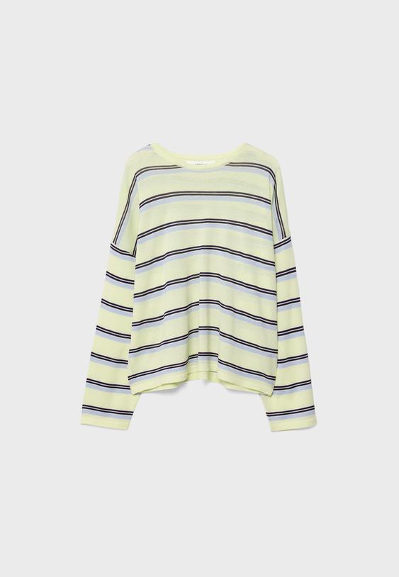 İnce çizgili triko kazak - Görsel 9