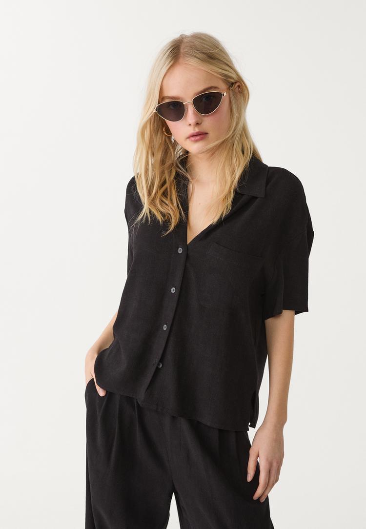 camisa manga corta con lino