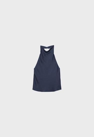 Satin halter top — Dark blue 7