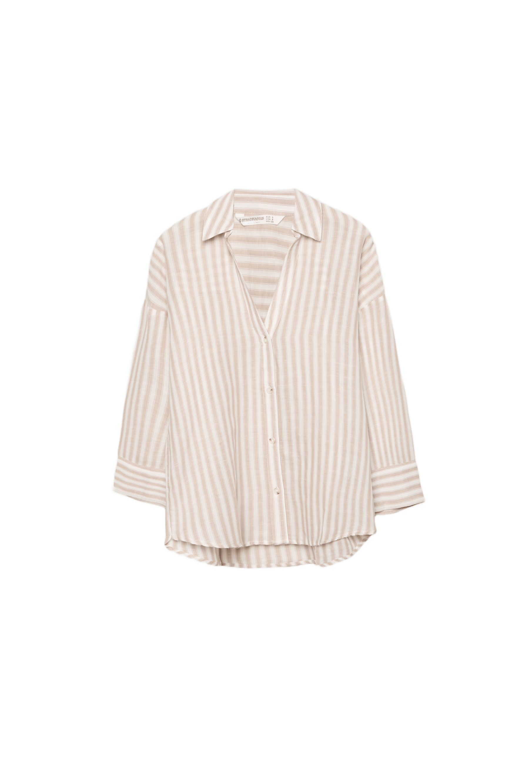 Linen-effect kimono sleeve shirt — Stone