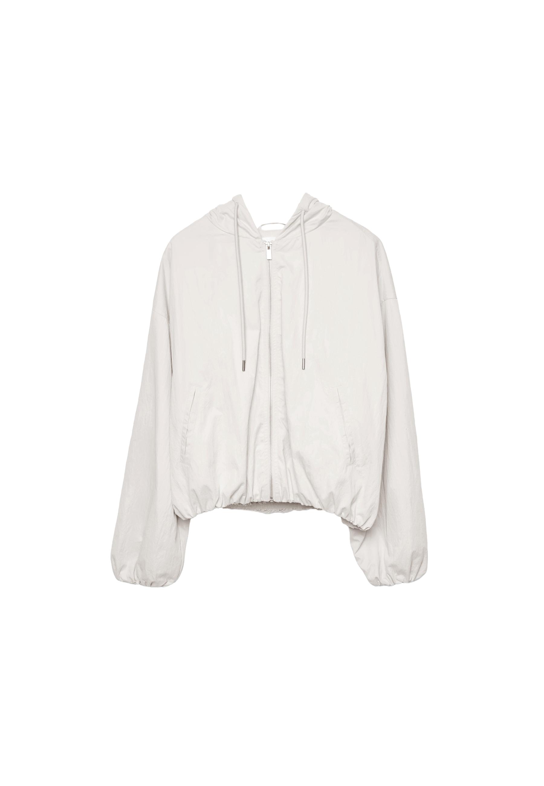 Basic nylon hooded jacket — Ecru