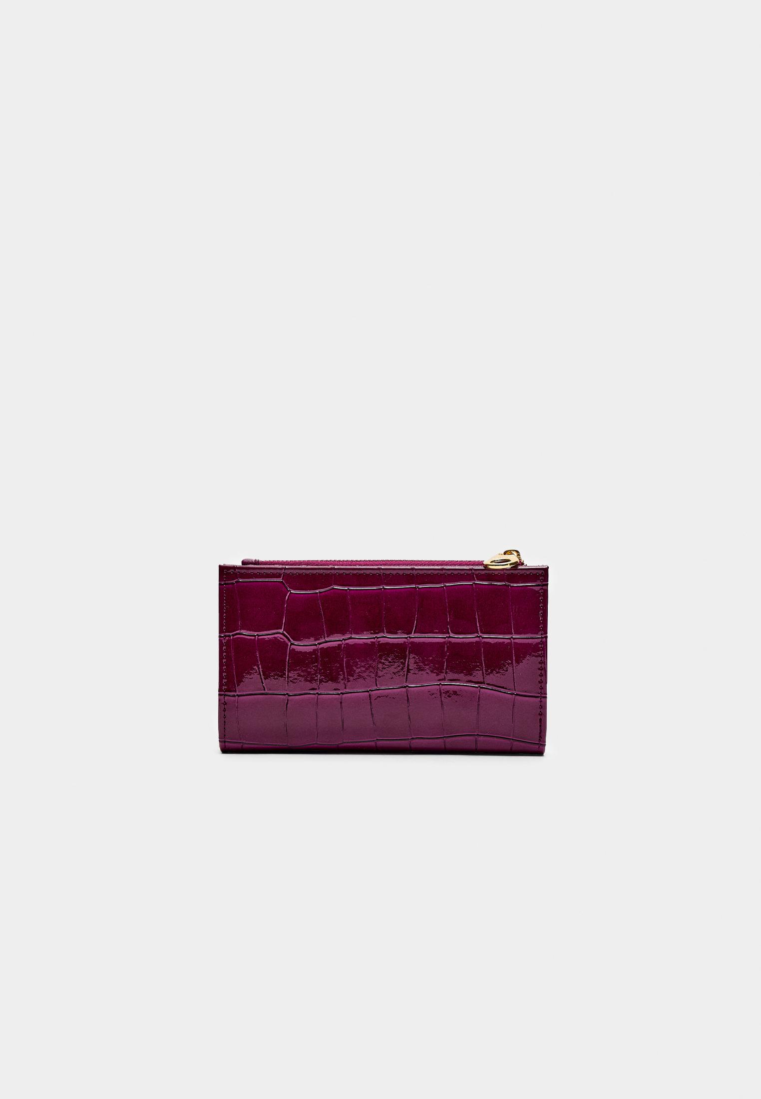 Stradivarius Basic timsah deseni görünümlü cüzdan görsel 5