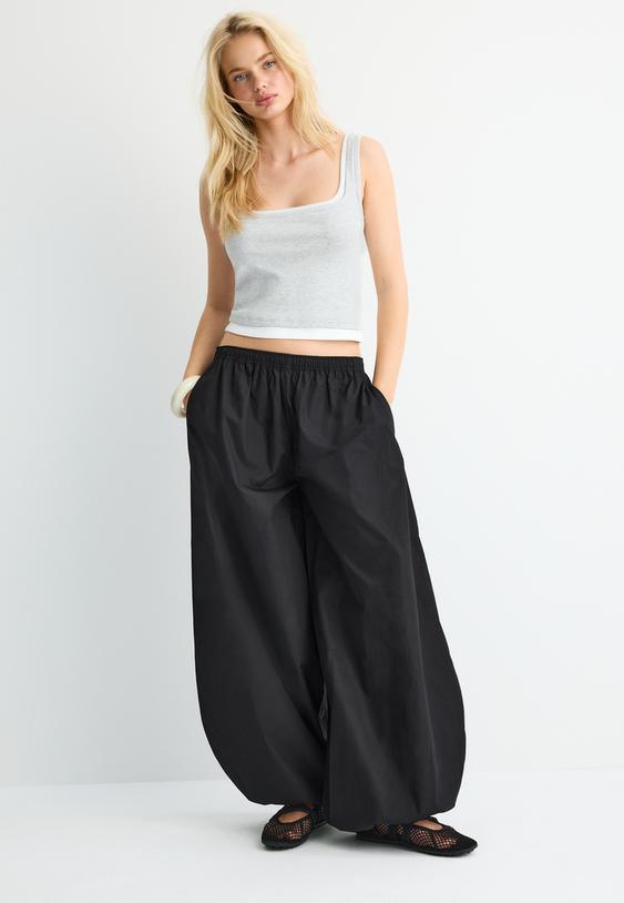 Stradivarius Top Double Col Carré Gris Mélangé M