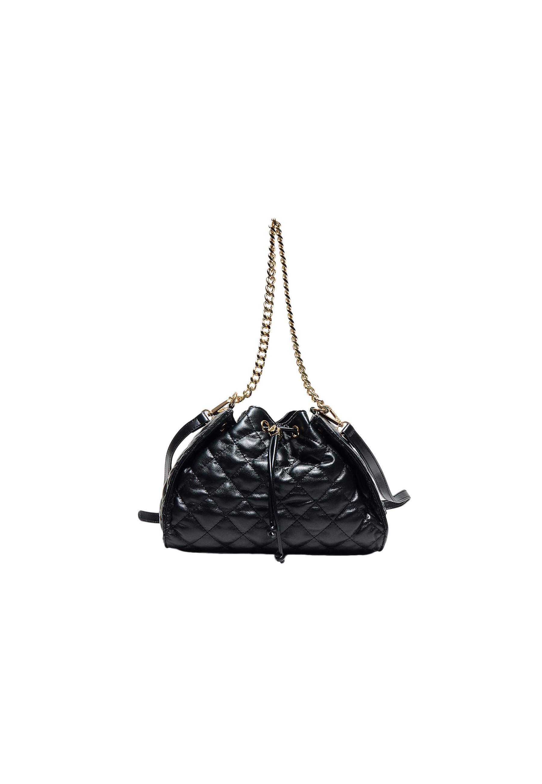 Quilted gathered shoulder bag — Black