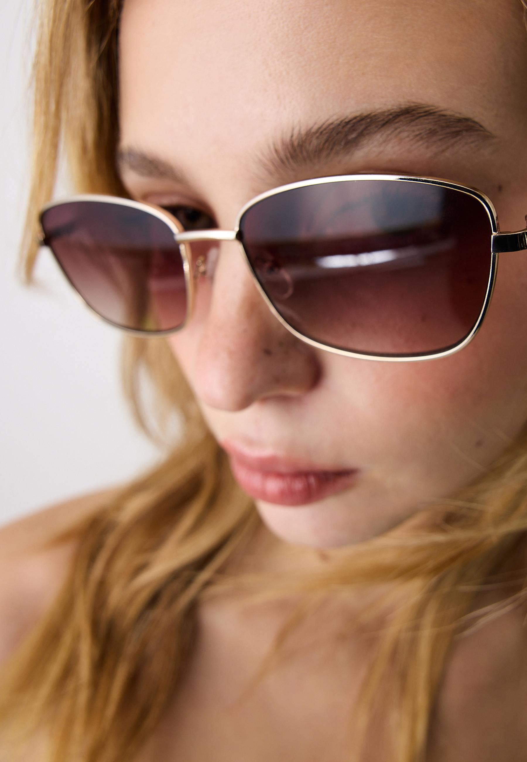 Square metal sunglasses — Brown