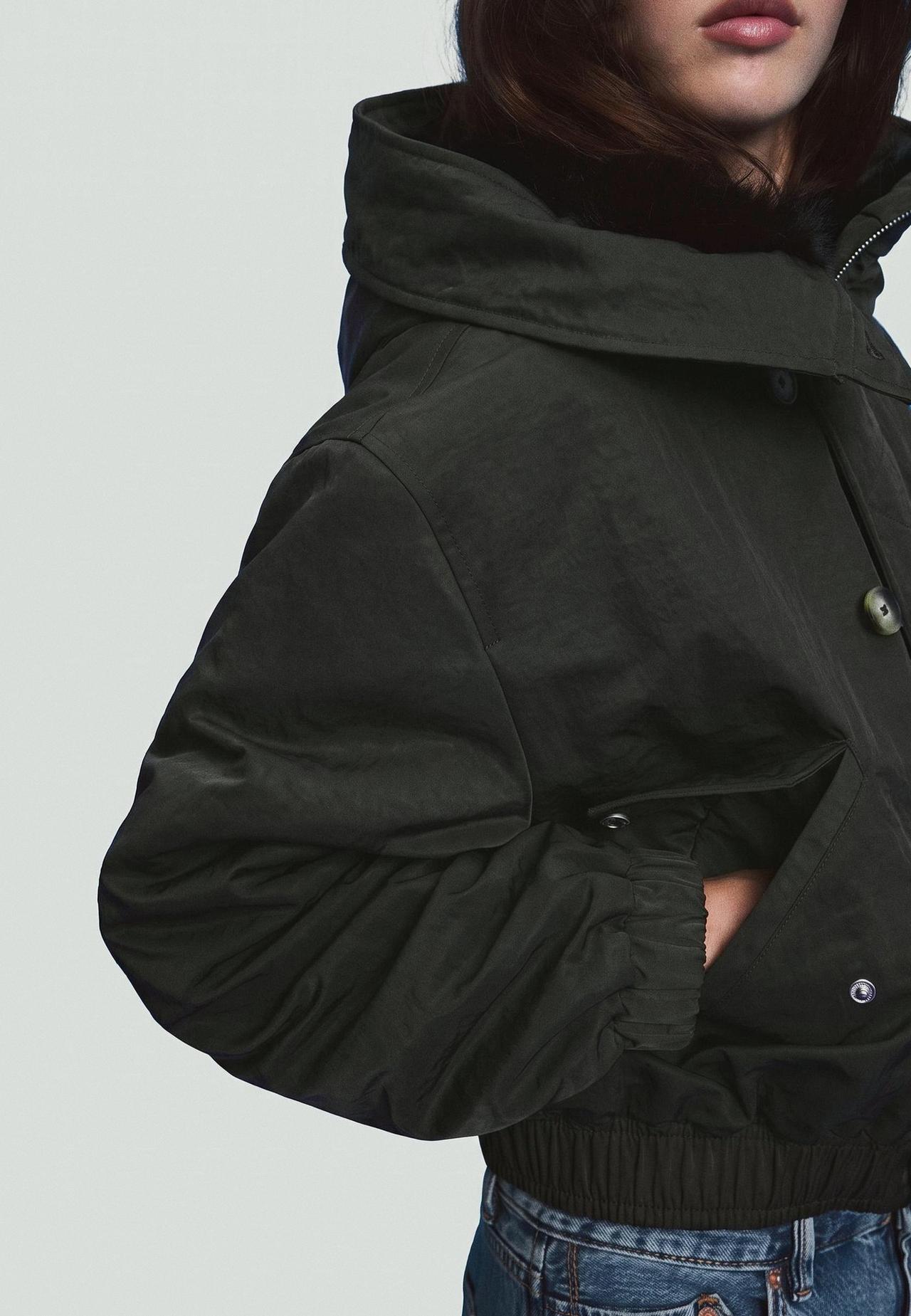 Bomber jacket with faux fur neck — Khaki
