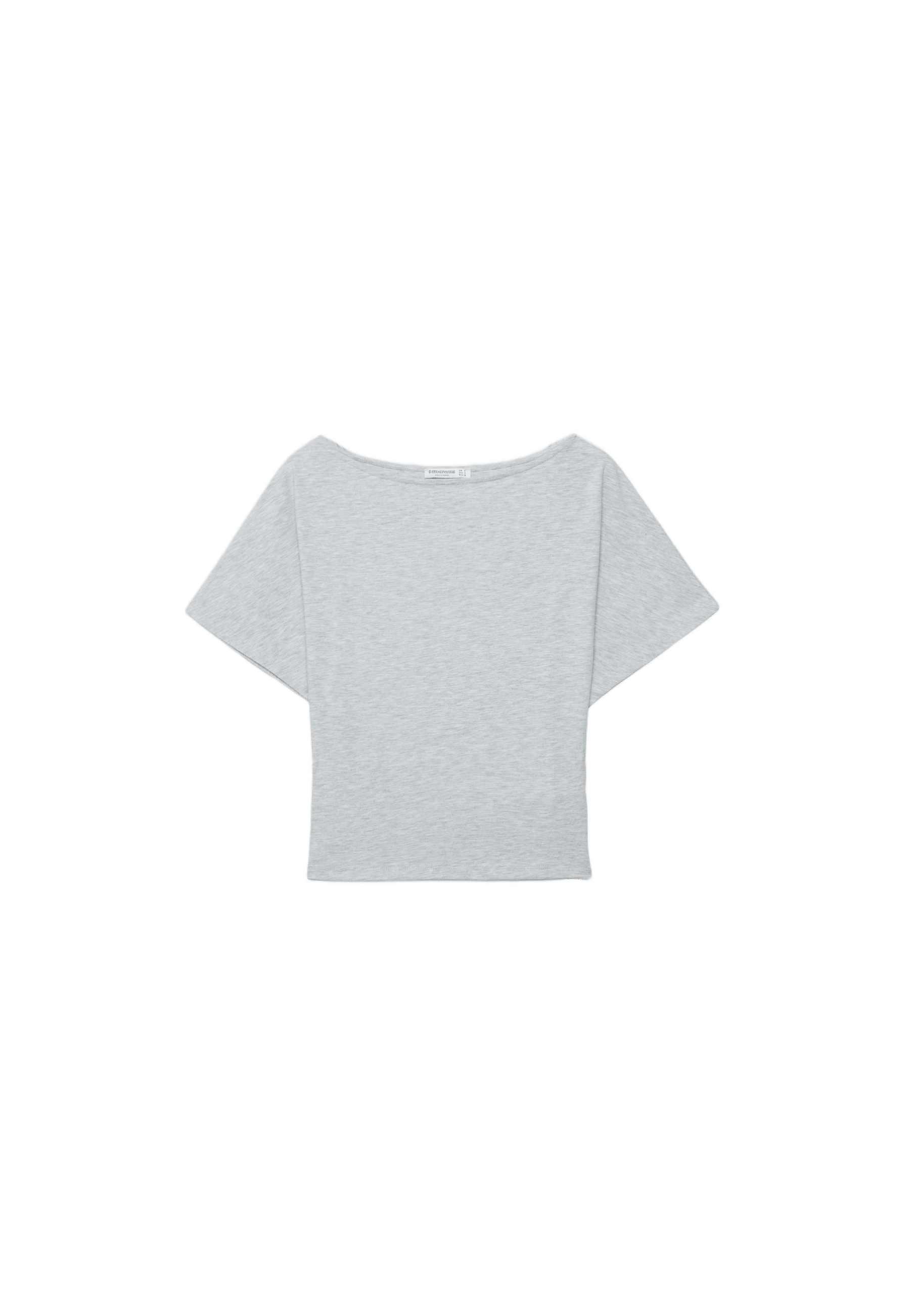 Short sleeve boat neck T-shirt — Grey melange