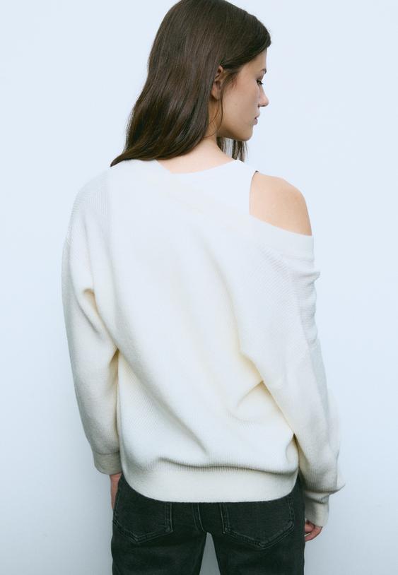 maglia scollo a v effetto feltro