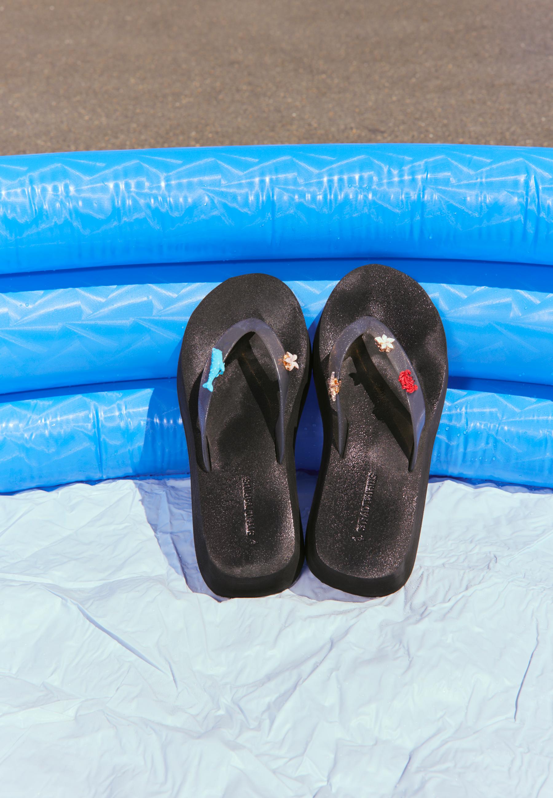 EVA platform thong sandals — BLACK