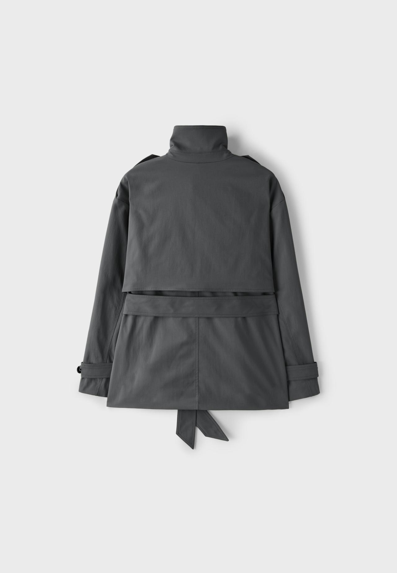 Regular high neck trench coat — Dark grey
