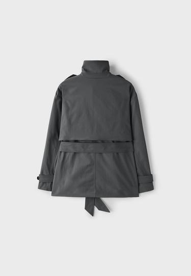 Regular high neck trench coat — Dark grey 8