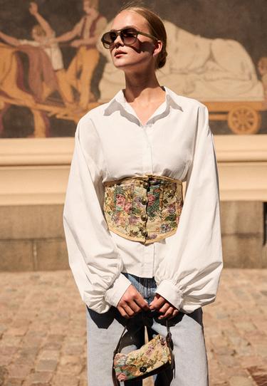 Balloon sleeve poplin shirt — White 6