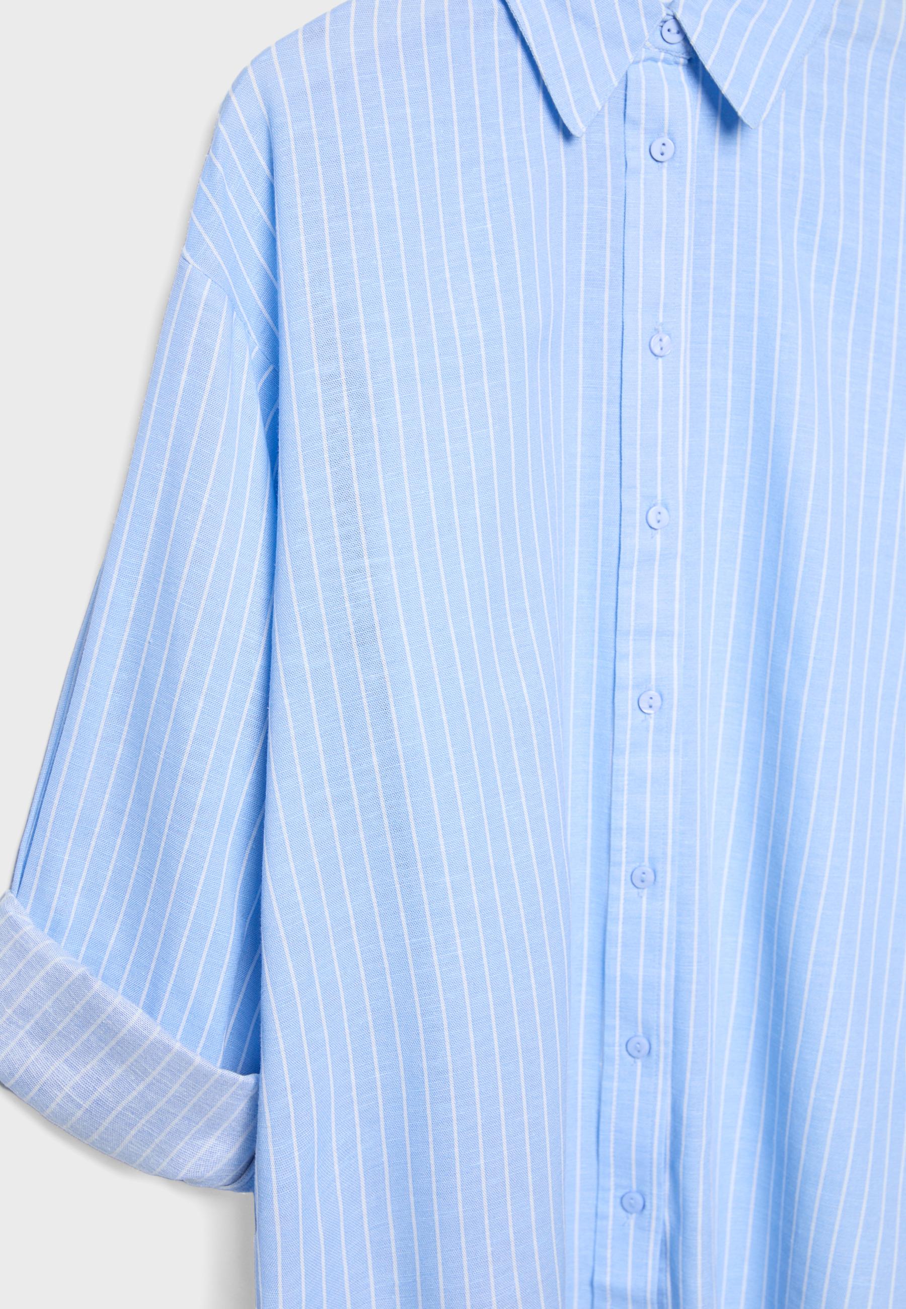 Linen-effect shirt — Sky blue