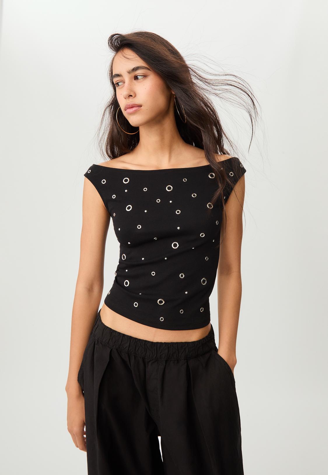 T-shirt œillets null femme Stradivarius België Belgique