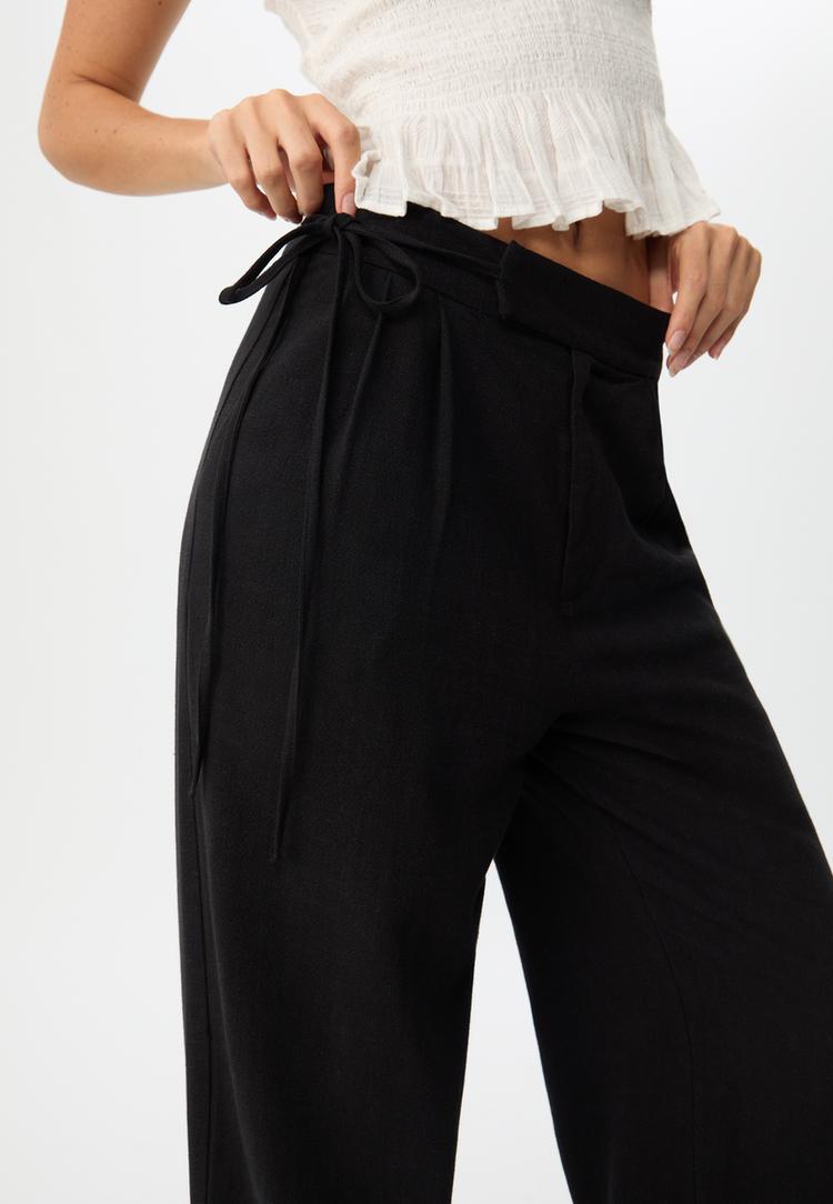 pantalon fluido lazo con lino