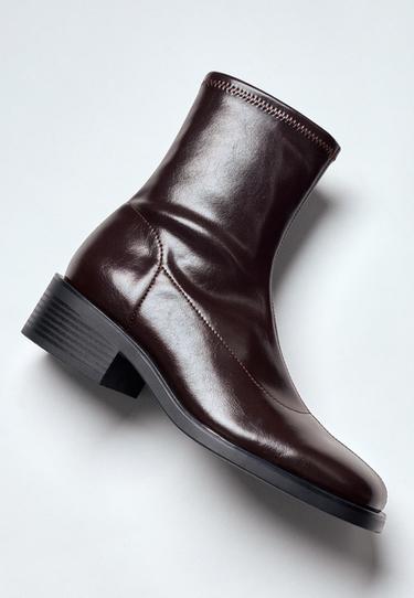 Flat stretch ankle boots — BROWN 1