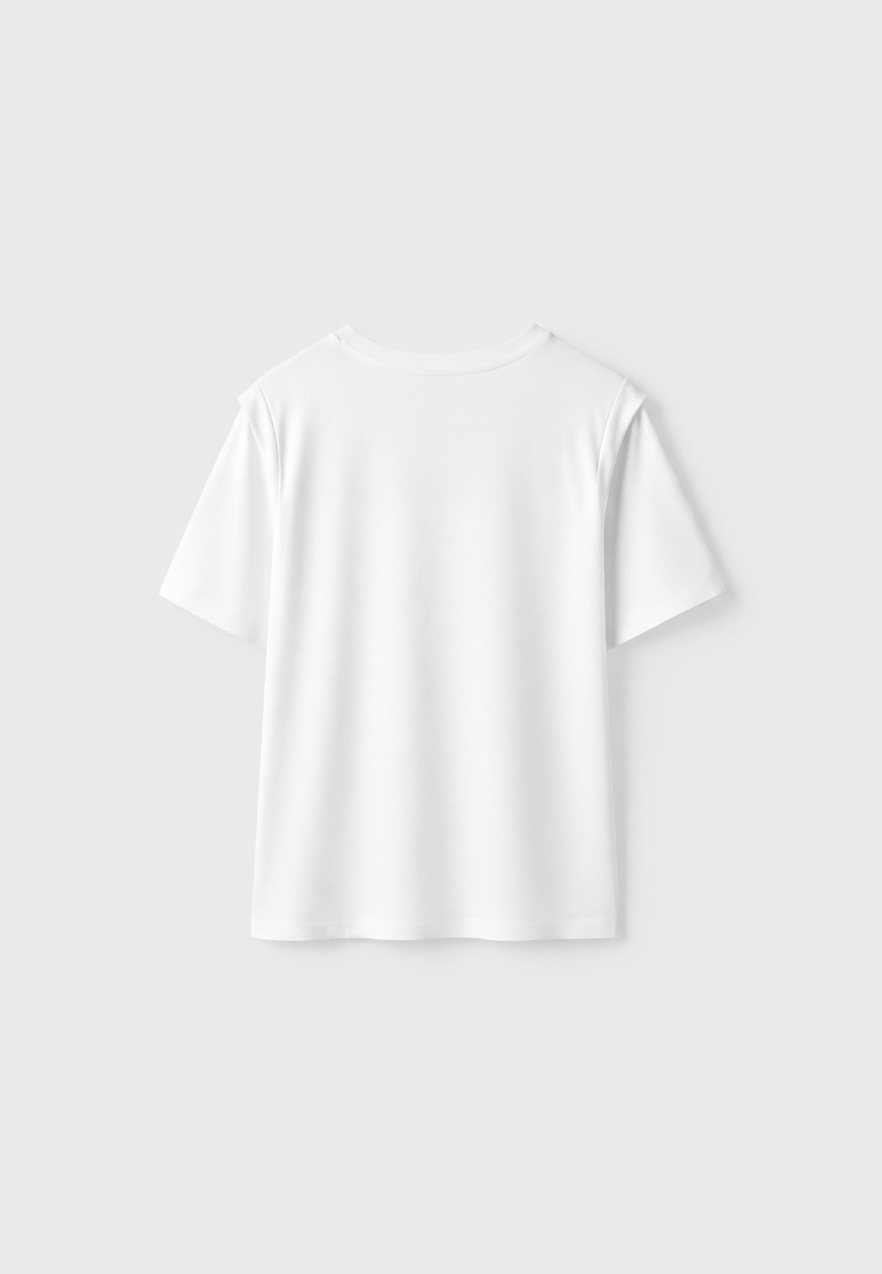Padded shoulder T-shirt — Ecru