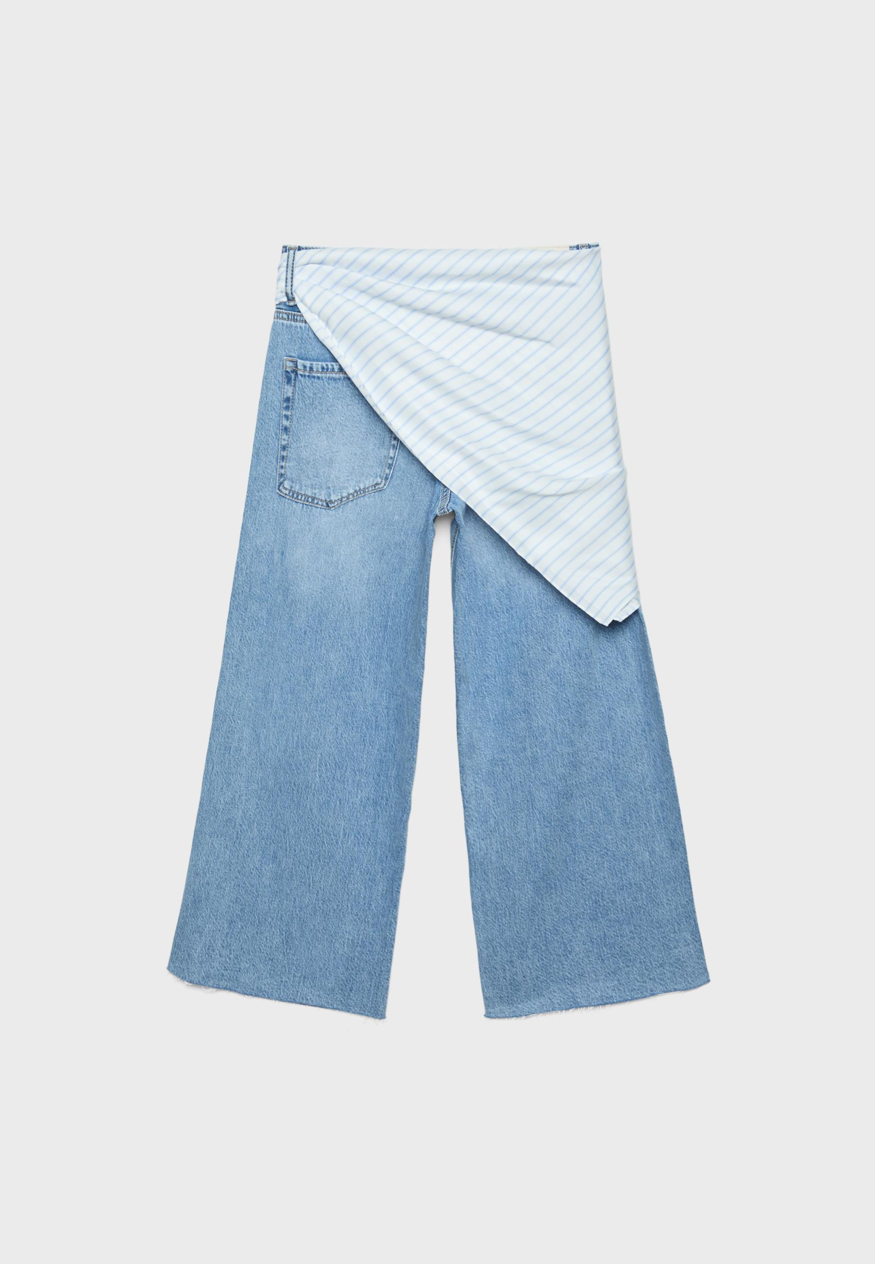 Mendil detaylı culotte jean - Görsel 9