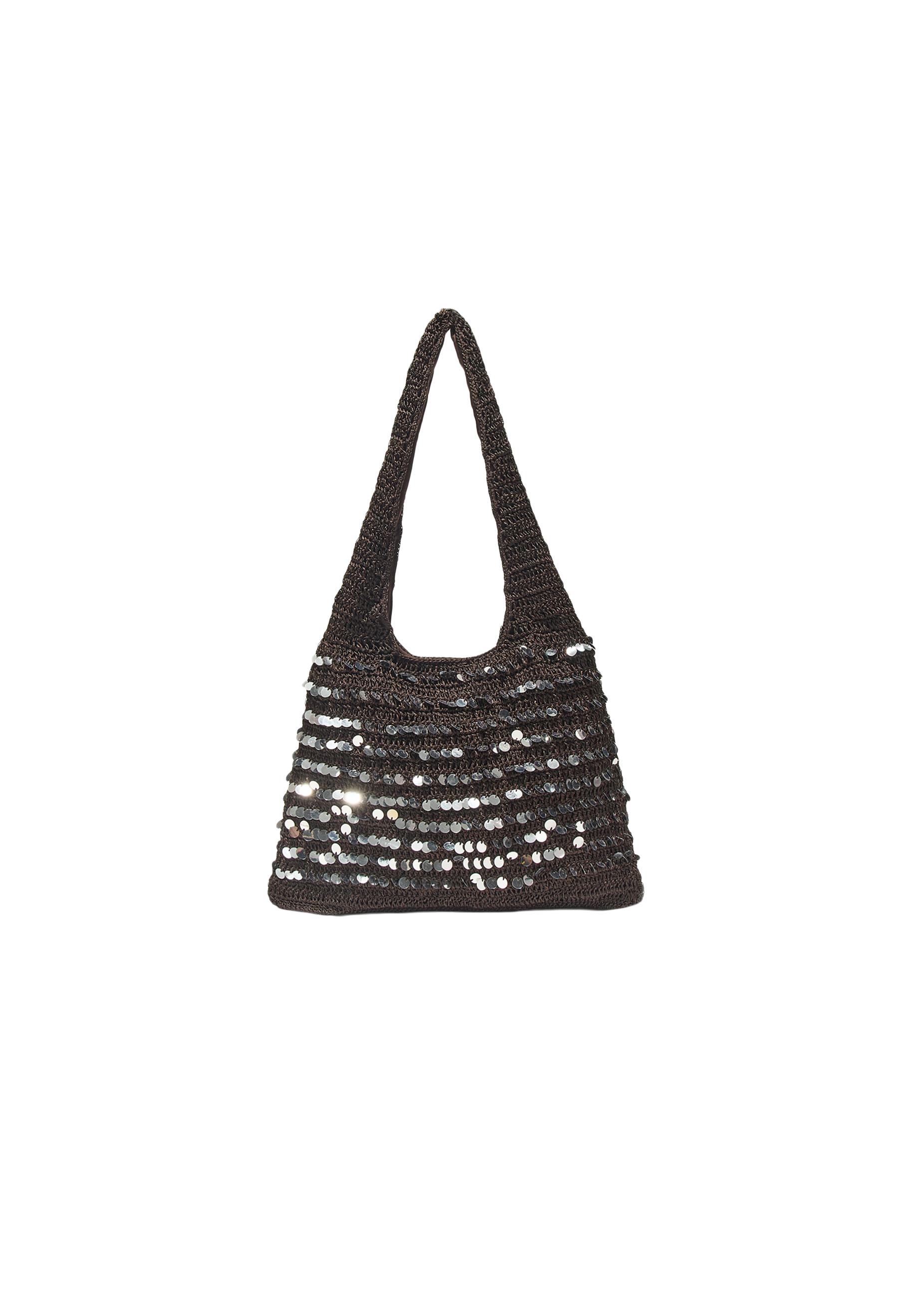 Sequin shoulder bag — Brown