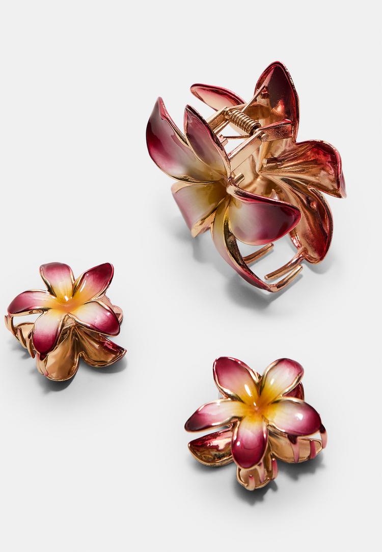 set 3 pinzas flor