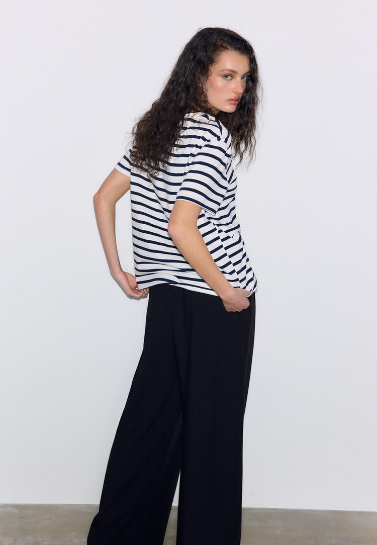 camiseta basica boxy heavy weight rayas