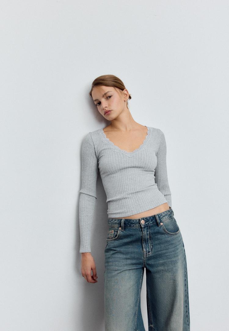 camiseta seamless encaje