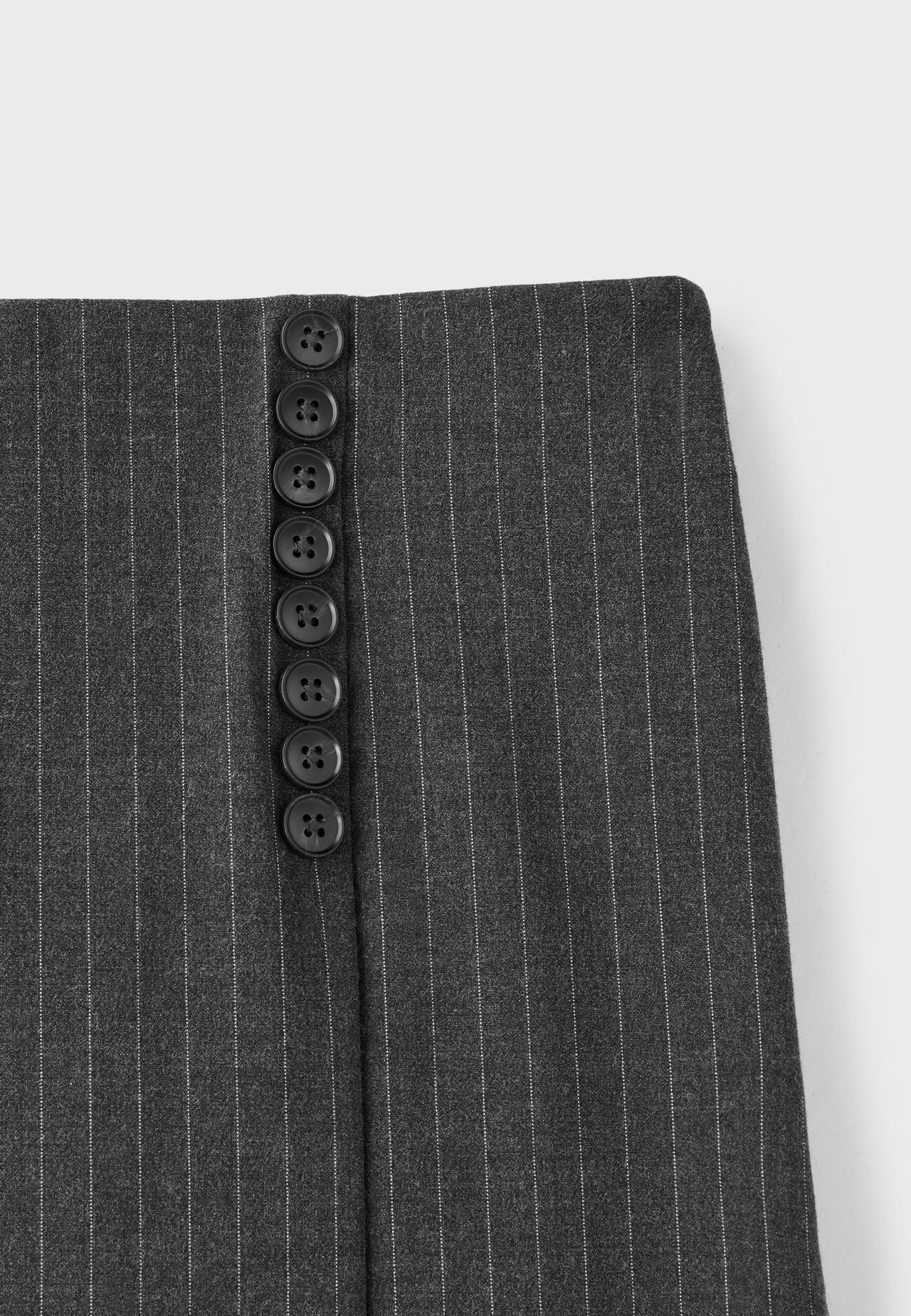 Striped midi skirt with buttons — Dark grey