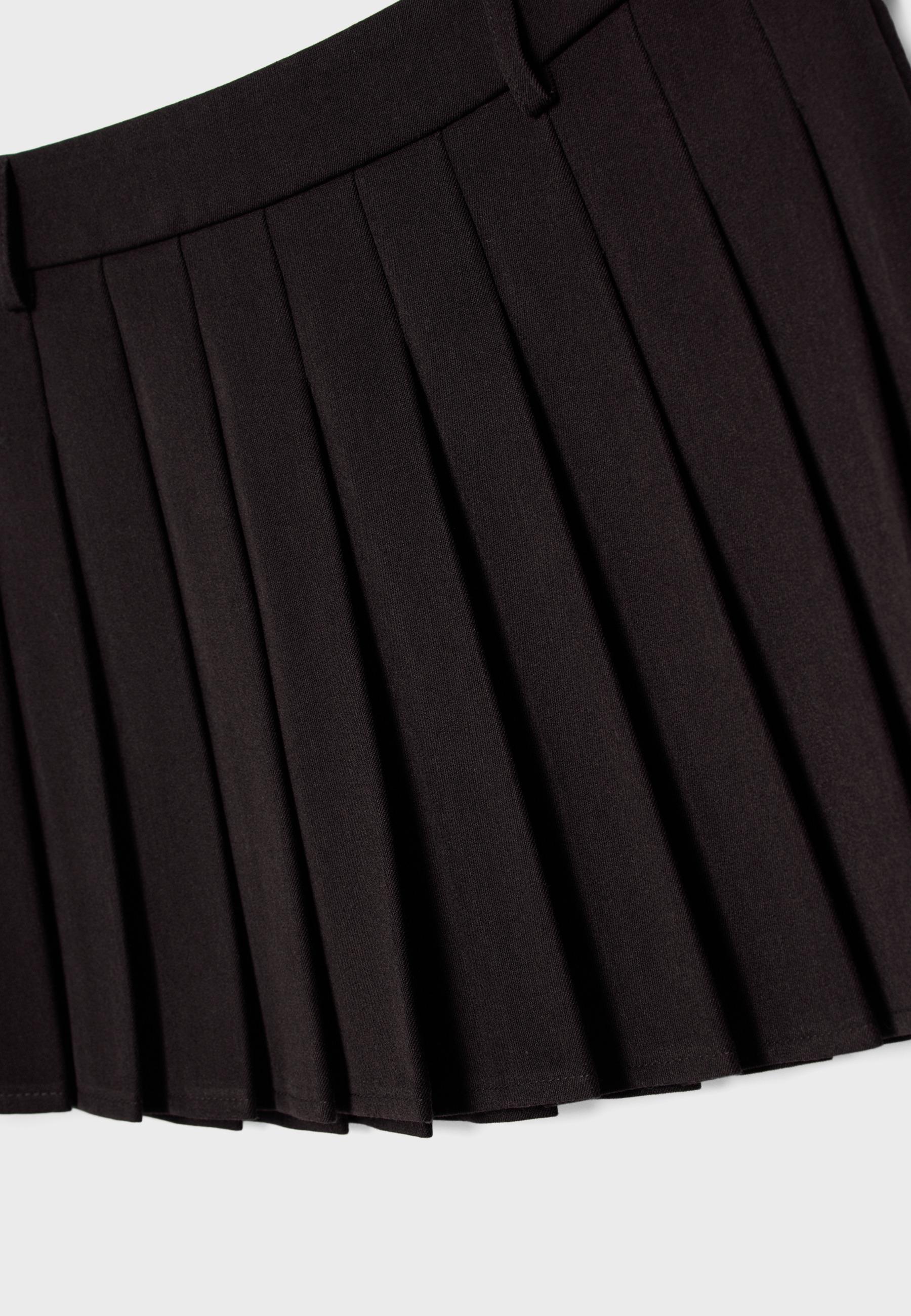 Box pleat mini skirt — Brown