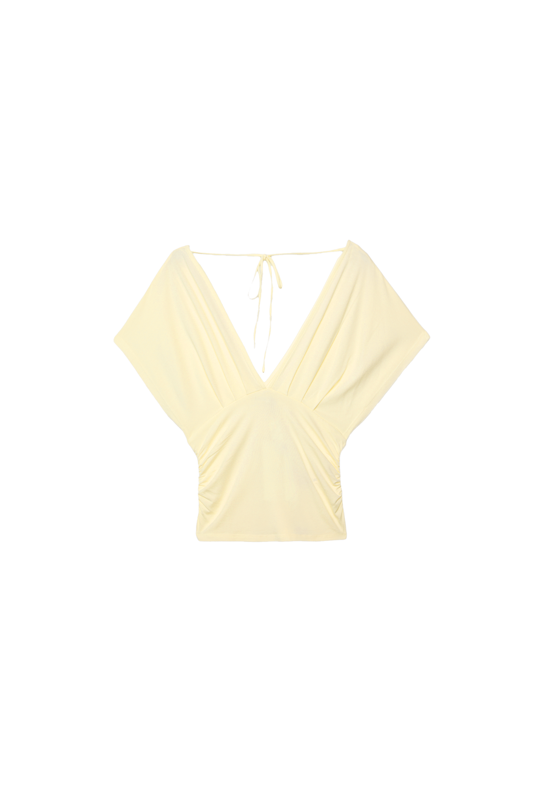 V-neck T-shirt with sash — Pastel yellow