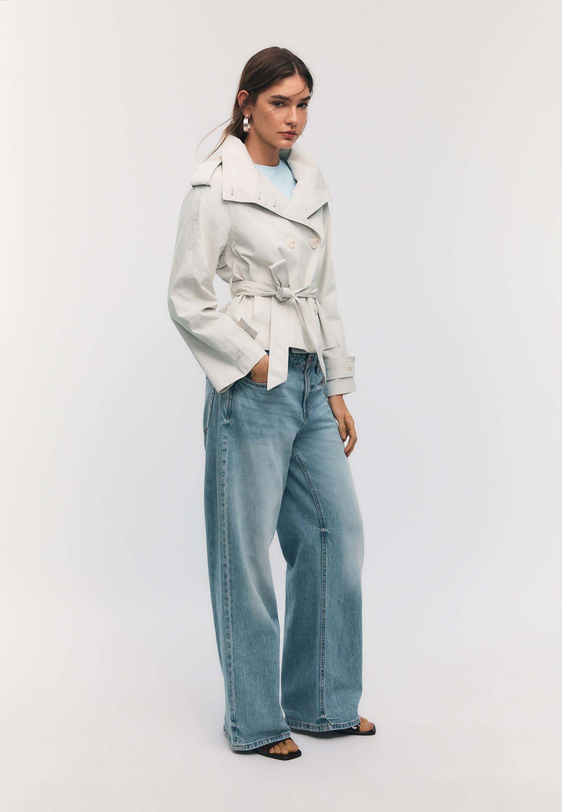 Stradivarius Trench Με Όρθιο Γιακά Και Ζώνη Του Πάγου L
