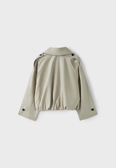 Shawl neck balloon trench coat — Stone 9