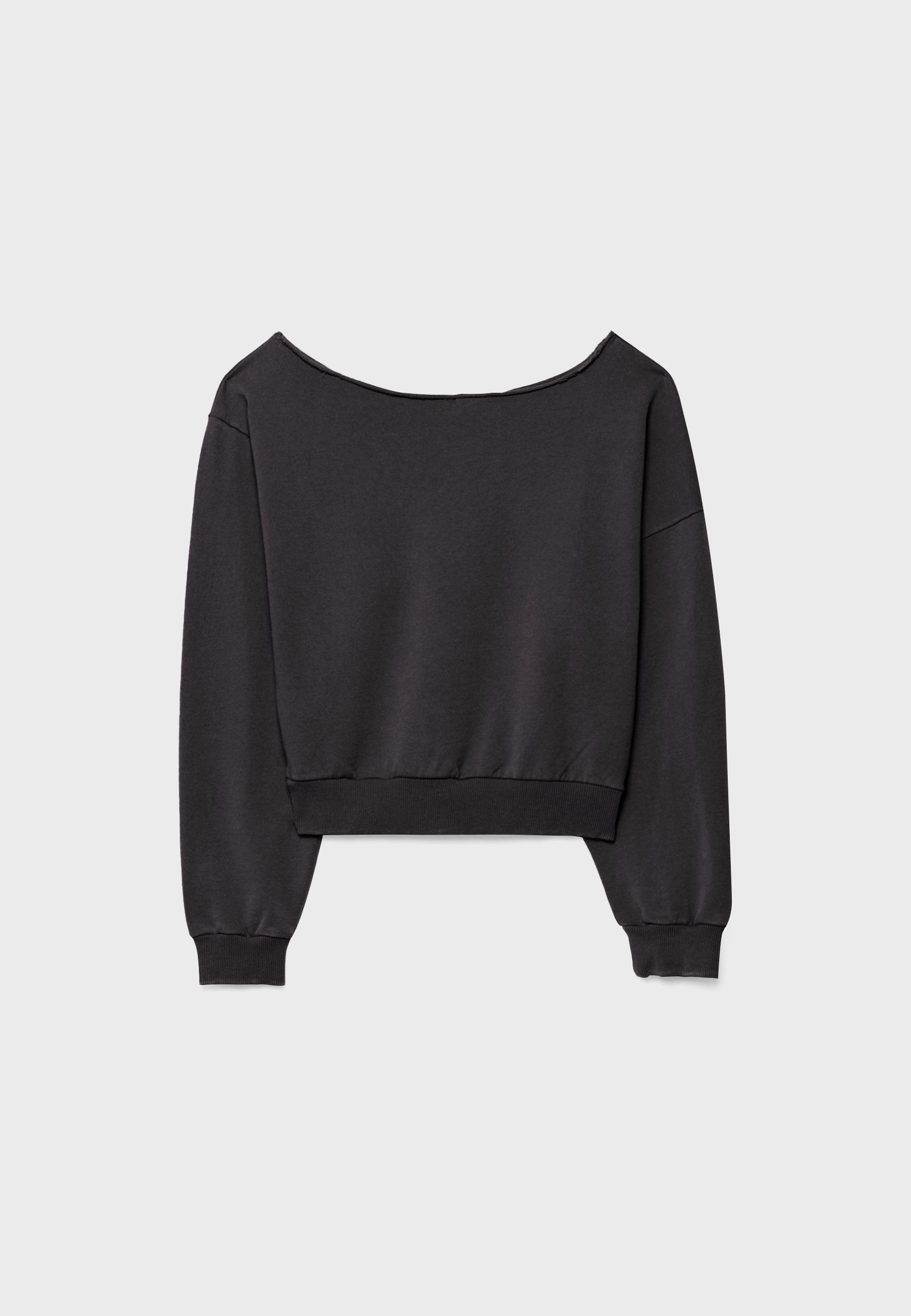 Washed effect cropped sweatshirt — Dark grey