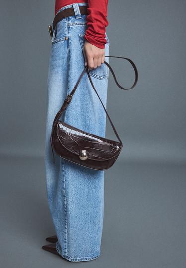 Crossbody bag with half-sphere clasp — Brown 4
