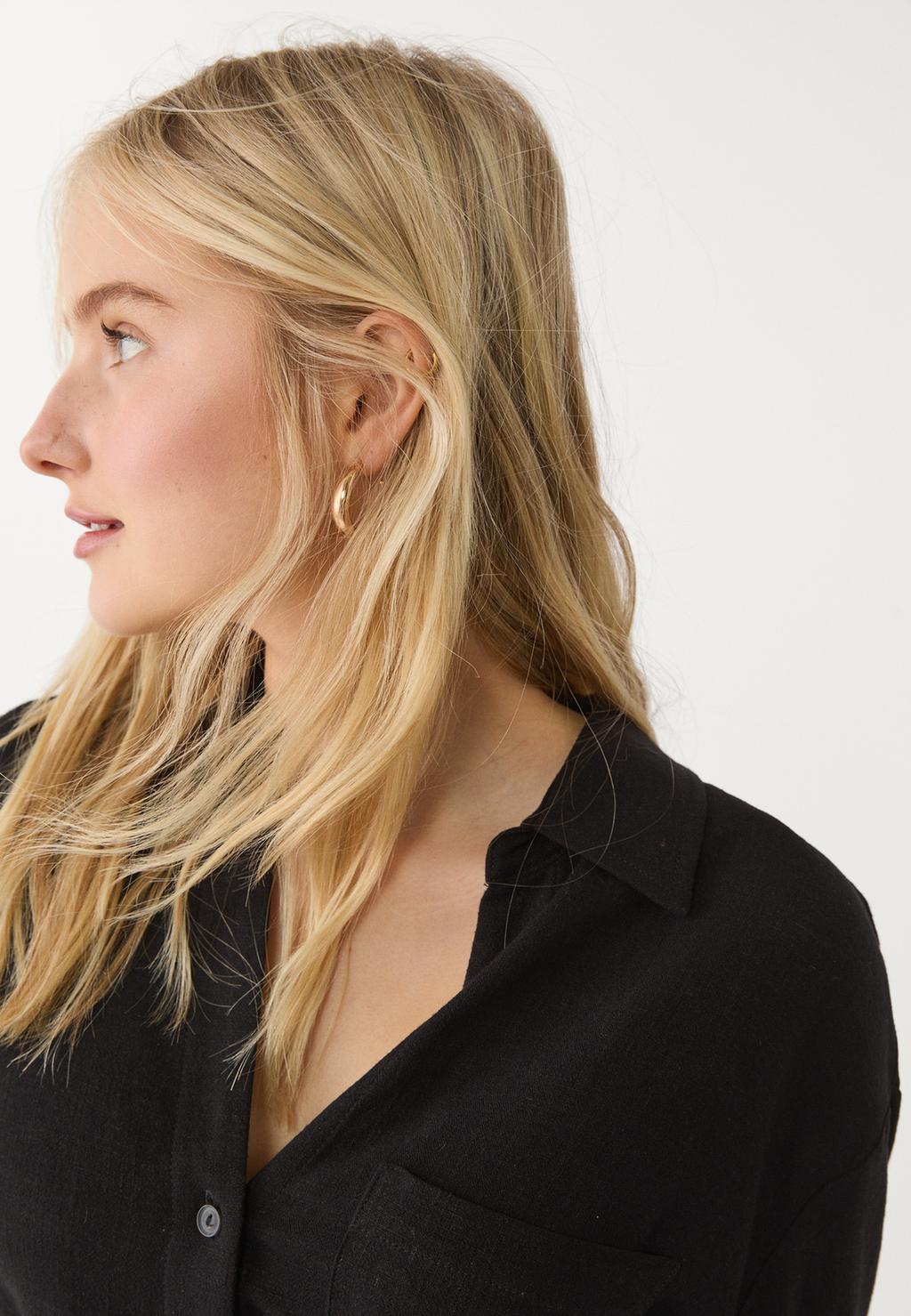 Camicia a maniche corte in misto lino