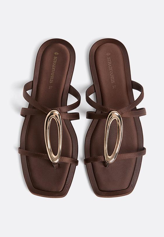 flat sandals with metal detail