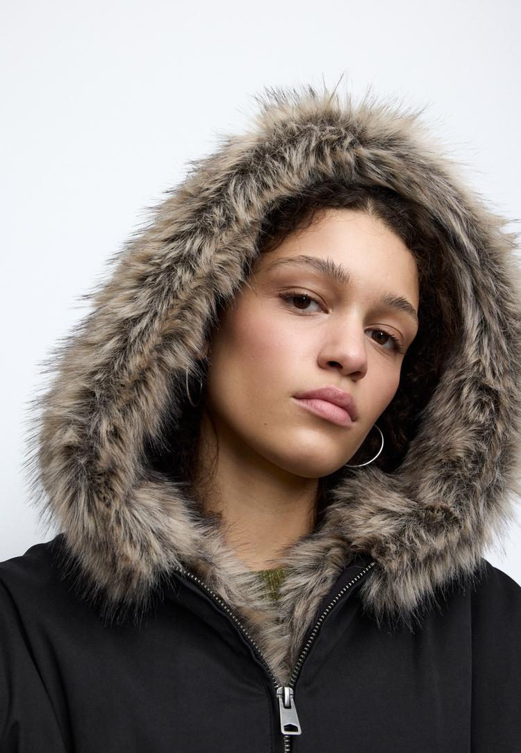 blouson bomber matelass%C3%A9 %C3%A0 capuche fausse