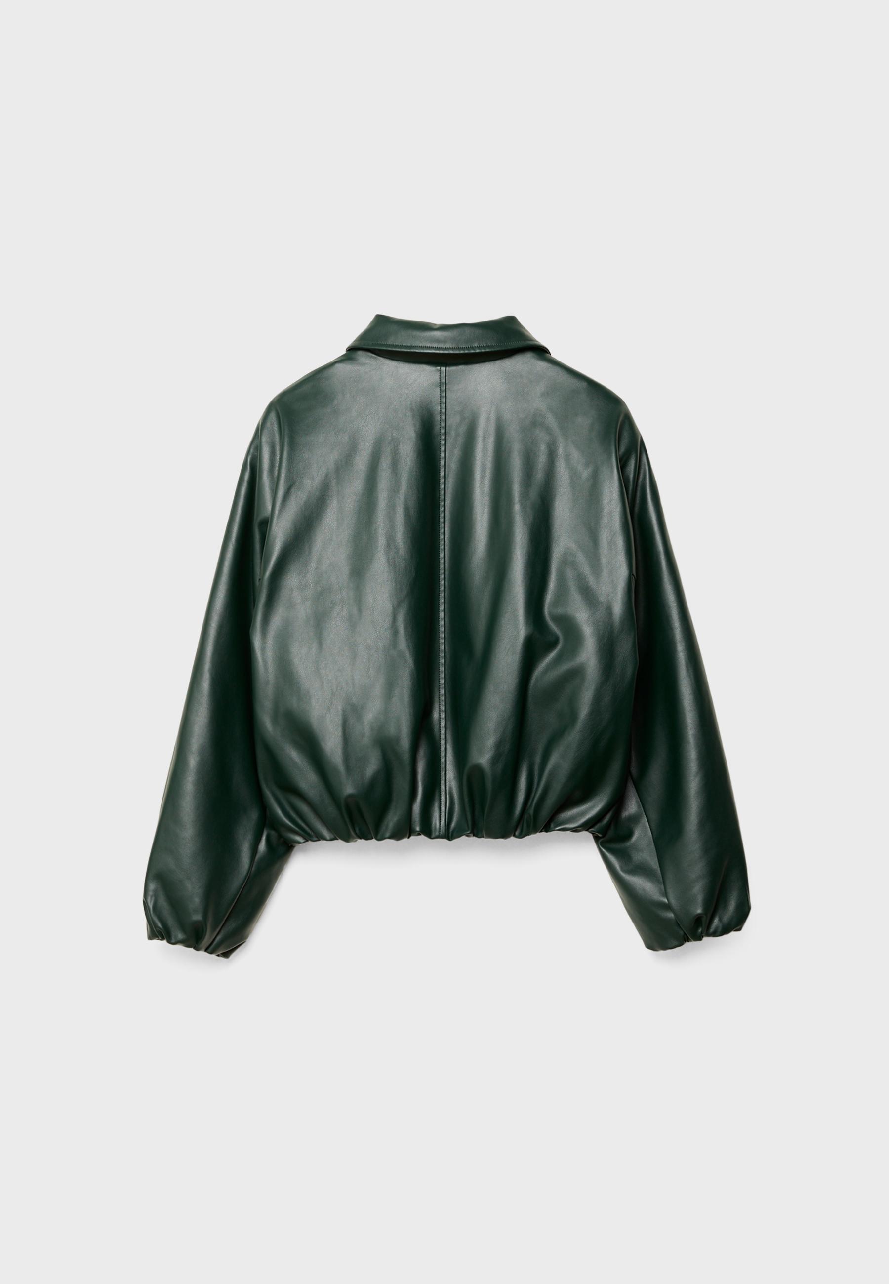 Stradivarius 黒 フェイクファー ジャケット M Stradivarius EFFECT PUFFER - Faux leather jacket - black
