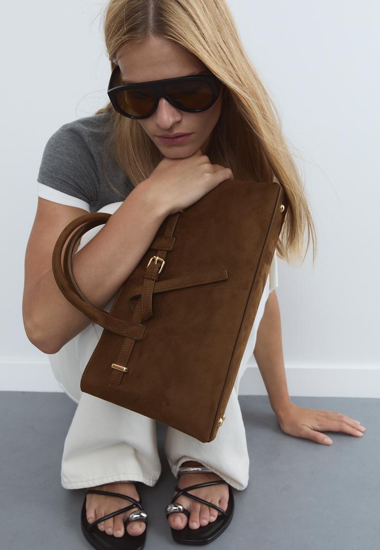 bolso tote cinturon efecto ante